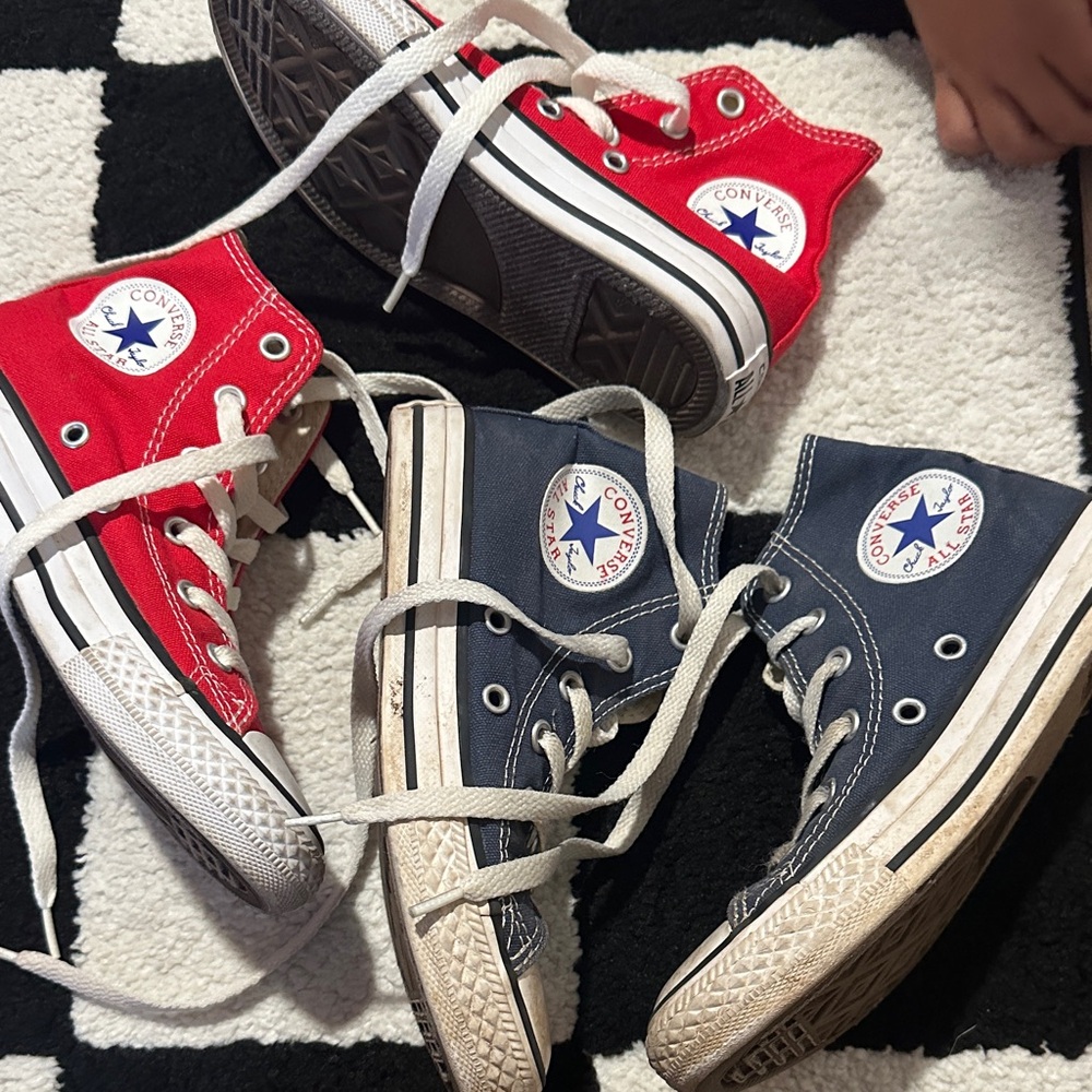 Converse High-Tops in Red and Navy